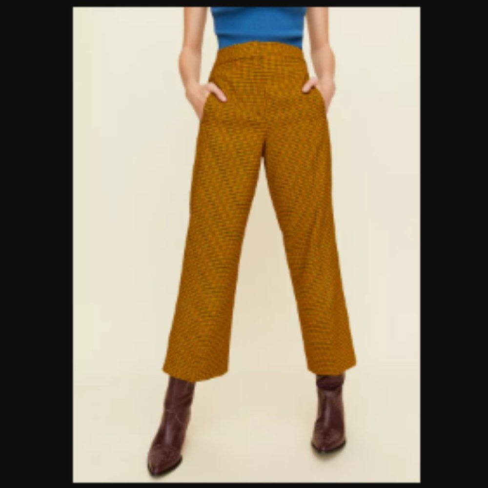 Aritzia Malva Check Plaid Pant That '70s pant Butter Yellow/Brown